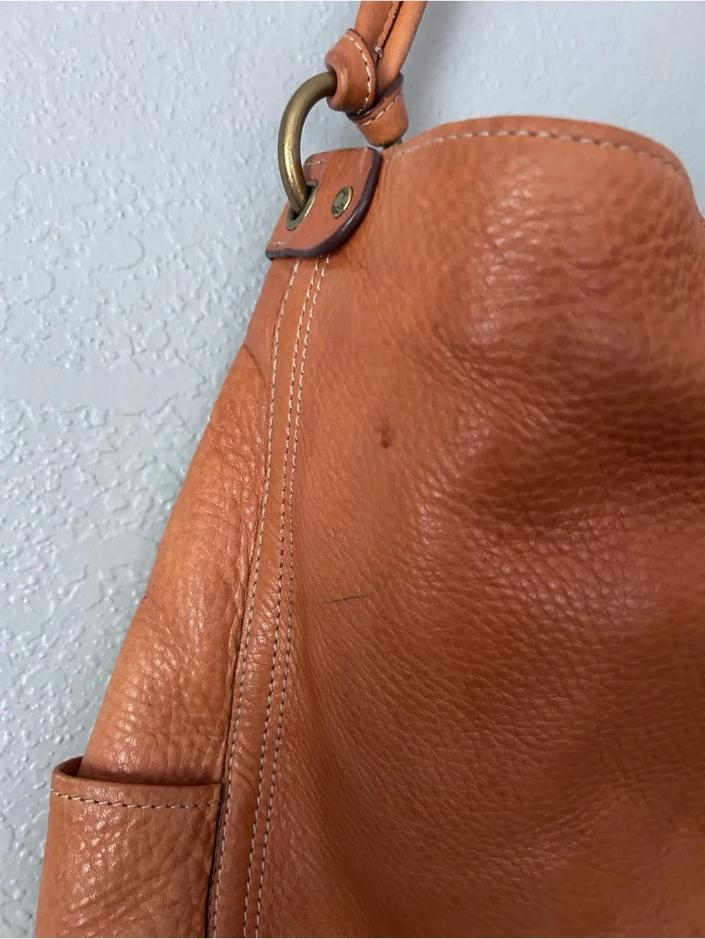 Fossil Genuine Leather Tan Shoulder Bag Hobo